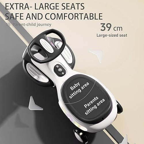 Miniatura 4 de Bluefun Kids Electric Wiggle Car with Pedal, 12V Rechargeable Battery 2-in-1 Ride-On Toy with 2 Motors, Anti-Rollover Design, 360 Degree PU Flashing