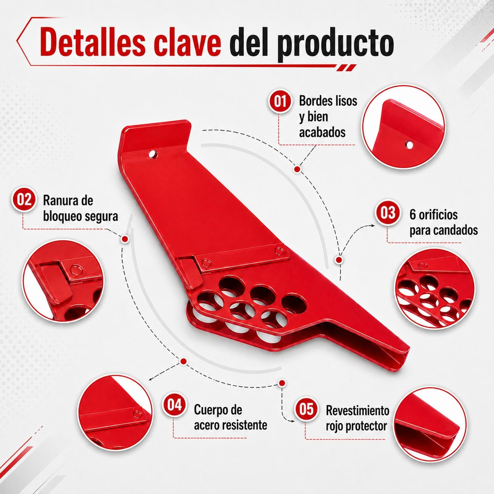 Dispositivo de Bloqueo de Válvula de Bola, DN8-DN50 Cerradura de Válvula de Bola de Acero Inoxidable, 6 Orificios Bloqueo Ajustable, para Bloqueo Válvula Bola con Manija Tubería Industrial Diámetro