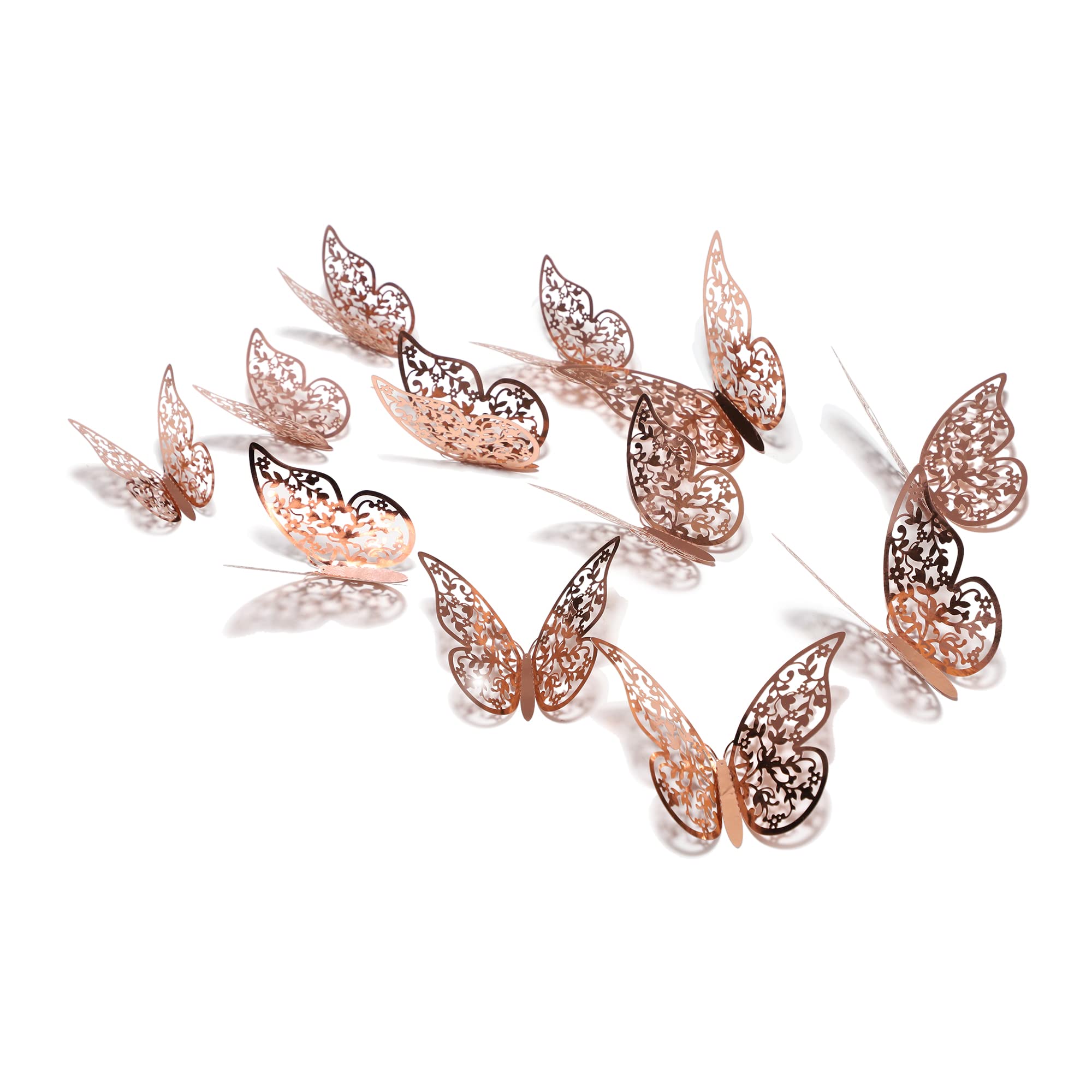 Tony Stark 3D Rose Gold Butterfly Decorations Wall Decor for Home Party Living Room Classroom Baby’s Kids Bedroom Décor Stickers (Rose Gold, Pack of 1-12 pcs)
