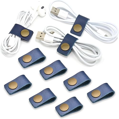 Miniatura 17 de Organizador de cables rústico, sujetador para cables, audífonos, cables de alimentación, organizador de cables lightning, hecho a mano de cuero