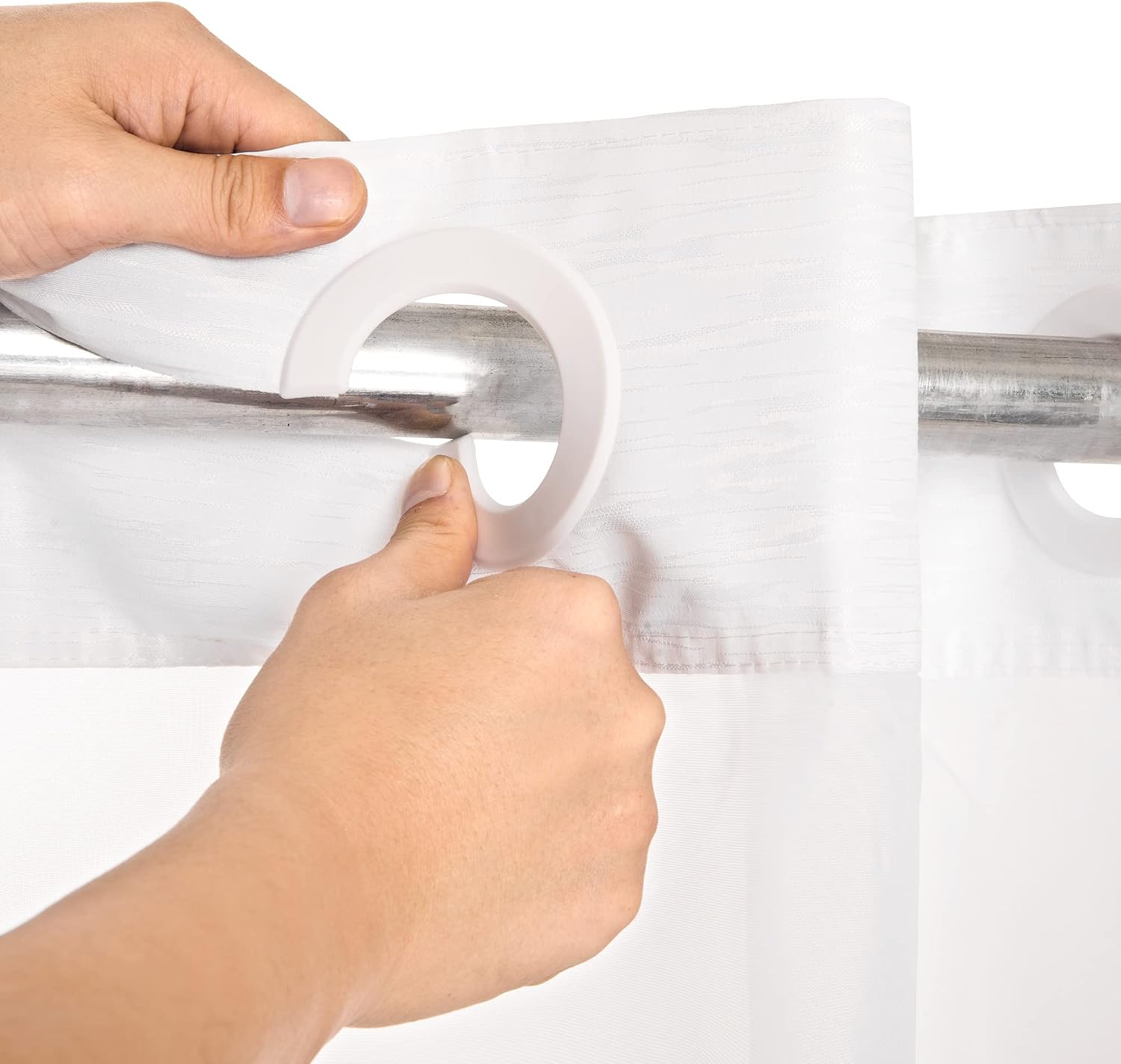 No Hooks Needed Textrue Fabric Shower Curtain with Snap in Liner - Hotel Grade, Spa Like - 71x74 inch, White