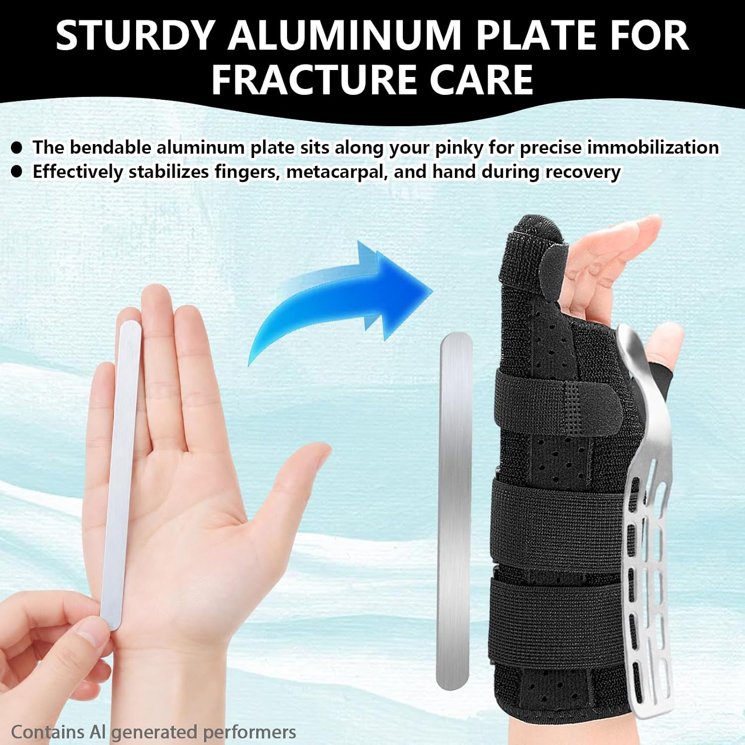 Pinky Finger Splint - Boxer Fracture Splint, Metacarpal Finger Splint Hand Brace Stabilizer for Broken, Ulnar Gutter Support, Arthritis, Injury, Tendonitis