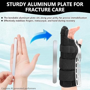 Pinky Finger Splint - Boxer Fracture Splint, Metacarpal Finger Splint Hand Brace Stabilizer for Broken, Ulnar Gutter Support, Arthritis, Injury, Tendonitis