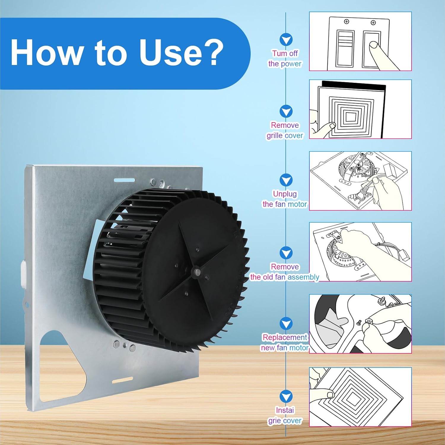 Upgrade Your Bathroom Fan with The 97015159 S97015159 Motor Assembly Replacement - Quiet, High-Performance Motor - Compatible with Models 676 684NT-A 683-C 684-D/2684F-A 80RDF 80RDB DX90