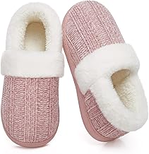 ATHMILE House Slippers for Women Memory Foam Closed Back House Shoes Outdoor Indoor Bedroom Slippers Chenille Knit Fleece Fuzzy Comfy Cozy