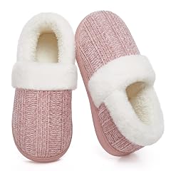ATHMILE House Slippers for Women Memory Foam Closed Back House Shoes Outdoor Indoor Bedroom Slippers Chenille Knit Fleece
