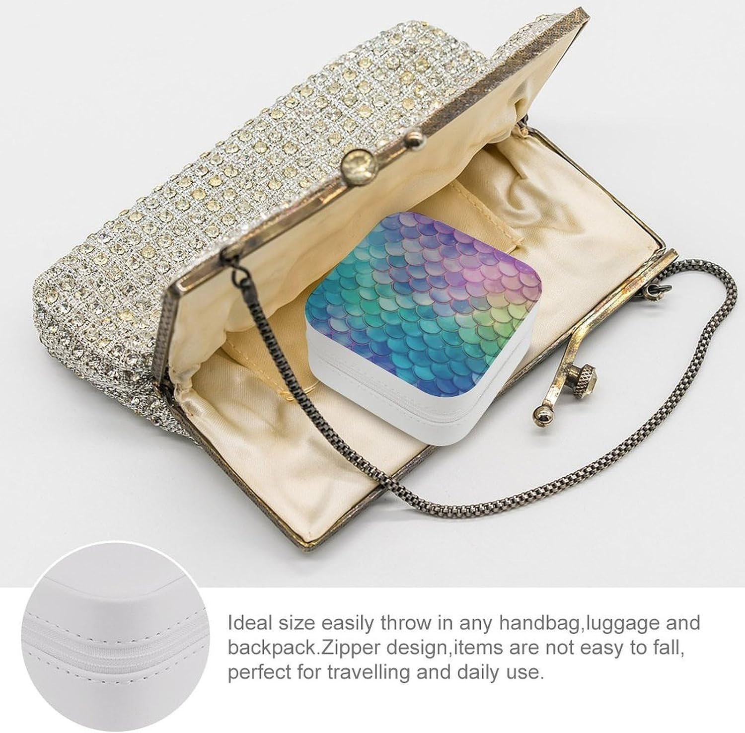 Small Travel Jewelry Case for Women Portable Compact Jewelry Organizer Box image 3
