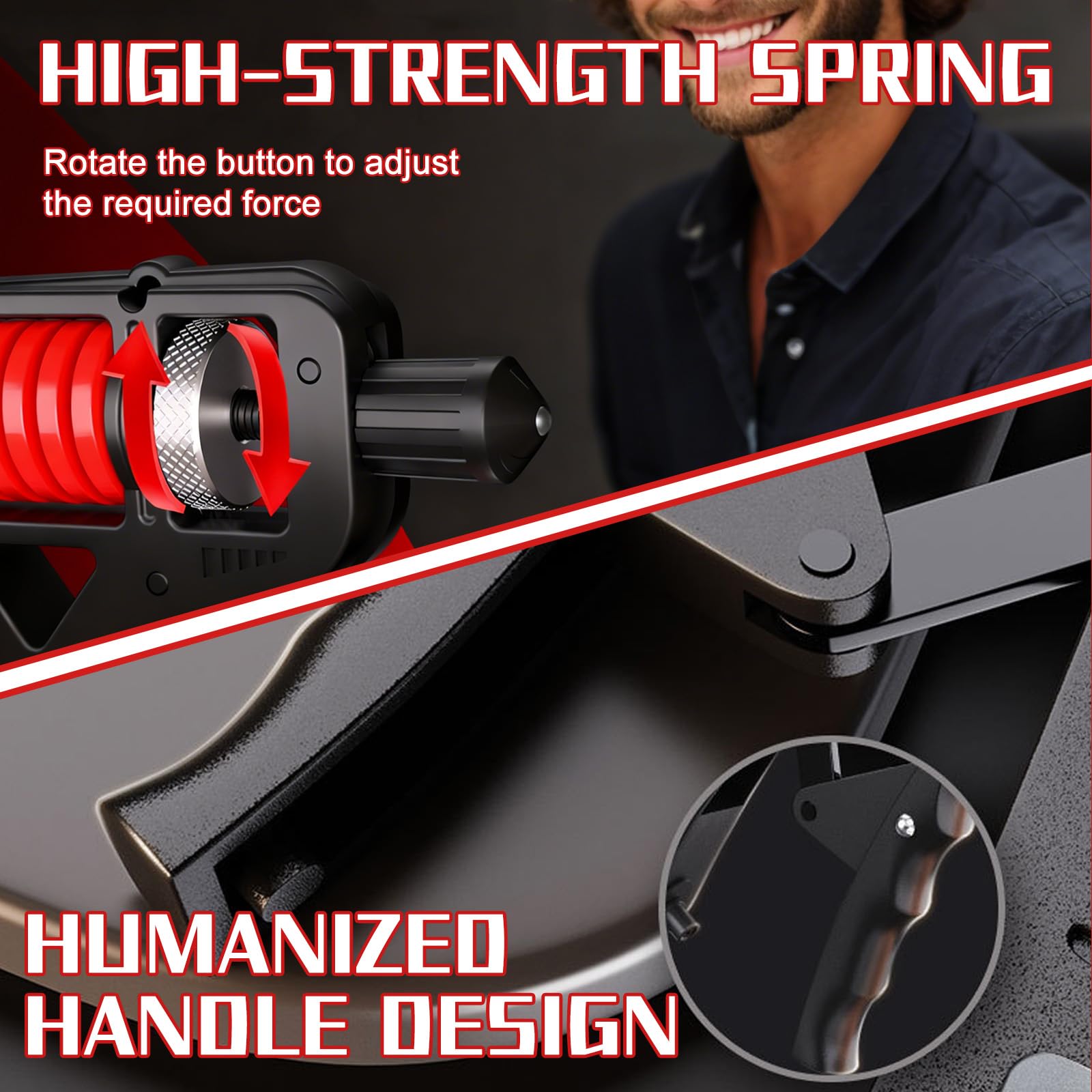 Expanseur De Poignet Réglable – 11-364 Lbs (5-165 Kg) – Compteur Automatique, Ressort En Acier Titane, Poignée TPR – Homme/femme
