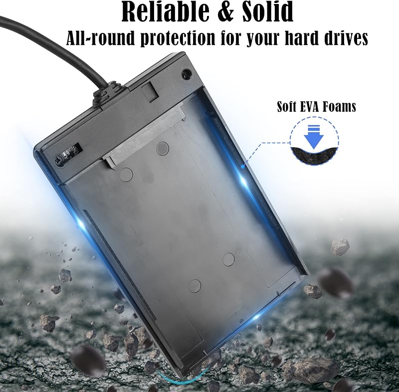 GINTOOYUN 2,5" HDD/SSD Külső Ház - USB 3.0 Szuper Gyors SATA III Merevlemez Tok Laptophoz és PC-hez, LED Kijelzővel, Fekete