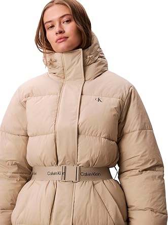 Calvin Klein Women's Belted Midweight Long Puffer Lv047d508g Coats