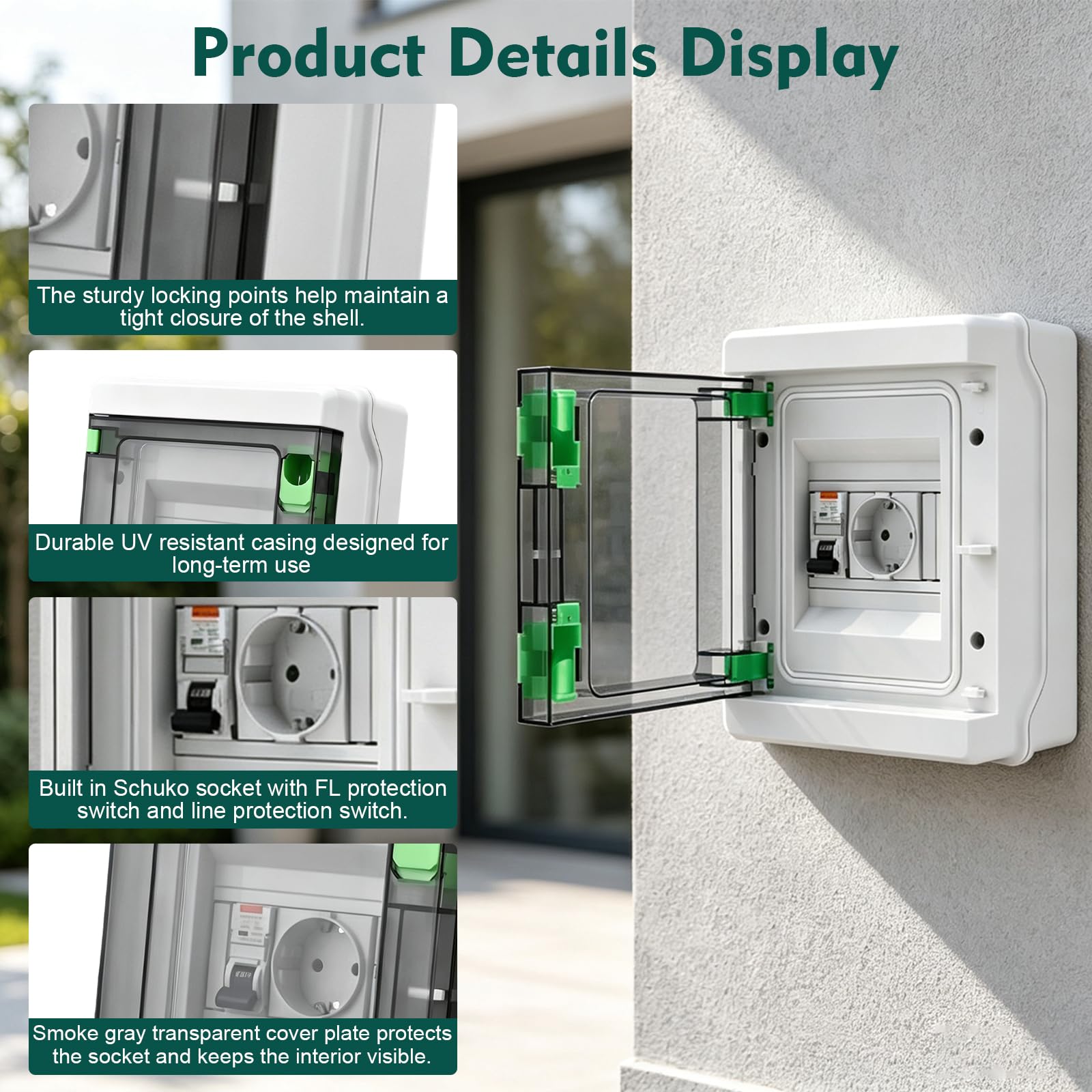 Presa Schuko con interruttore di protezione FI, IP65