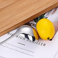 Vista 5 de Cucharón de sopa de acero inoxidable SUS304 de 2 onzas para servir, cucharón de salsa de 9.5 pulgadas (plateado) (juego de 2)