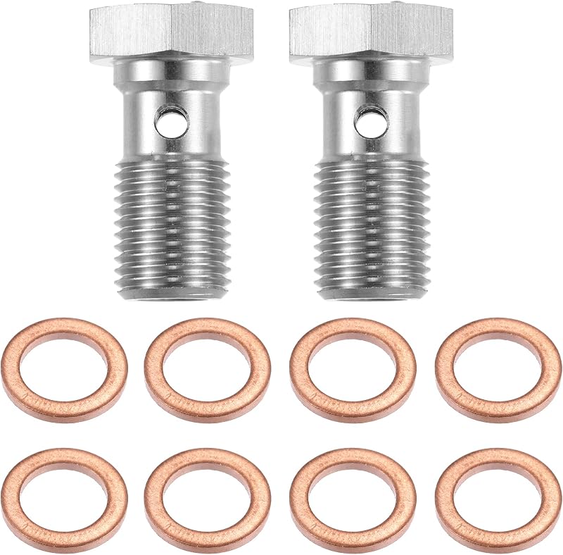 Parafuso banjo para linha de freio turbo X AUTOHAUX M10x1.0 em aço inoxidável – 2 unidades