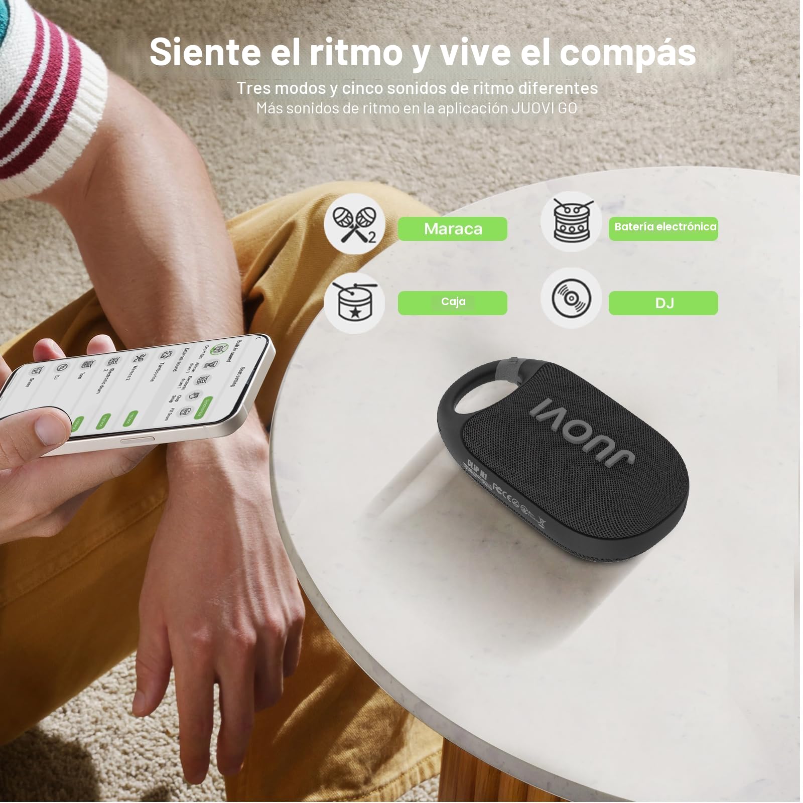 JUOVI Clip Altavoz Bluetooth Portátil Inalámbrico 24H Tiempo de Reproducción