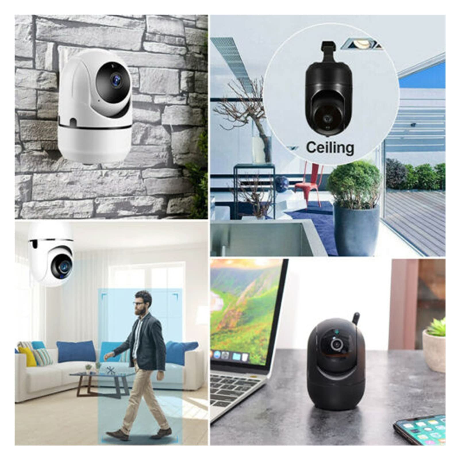 Telecamera per Interni Fotocamera da Interno 1080p Cloud HD IP. Telecamera WiFi Auto Tracking Telecamera Vision Security Security Home Camera (Color : 1, Size : 1080P White)