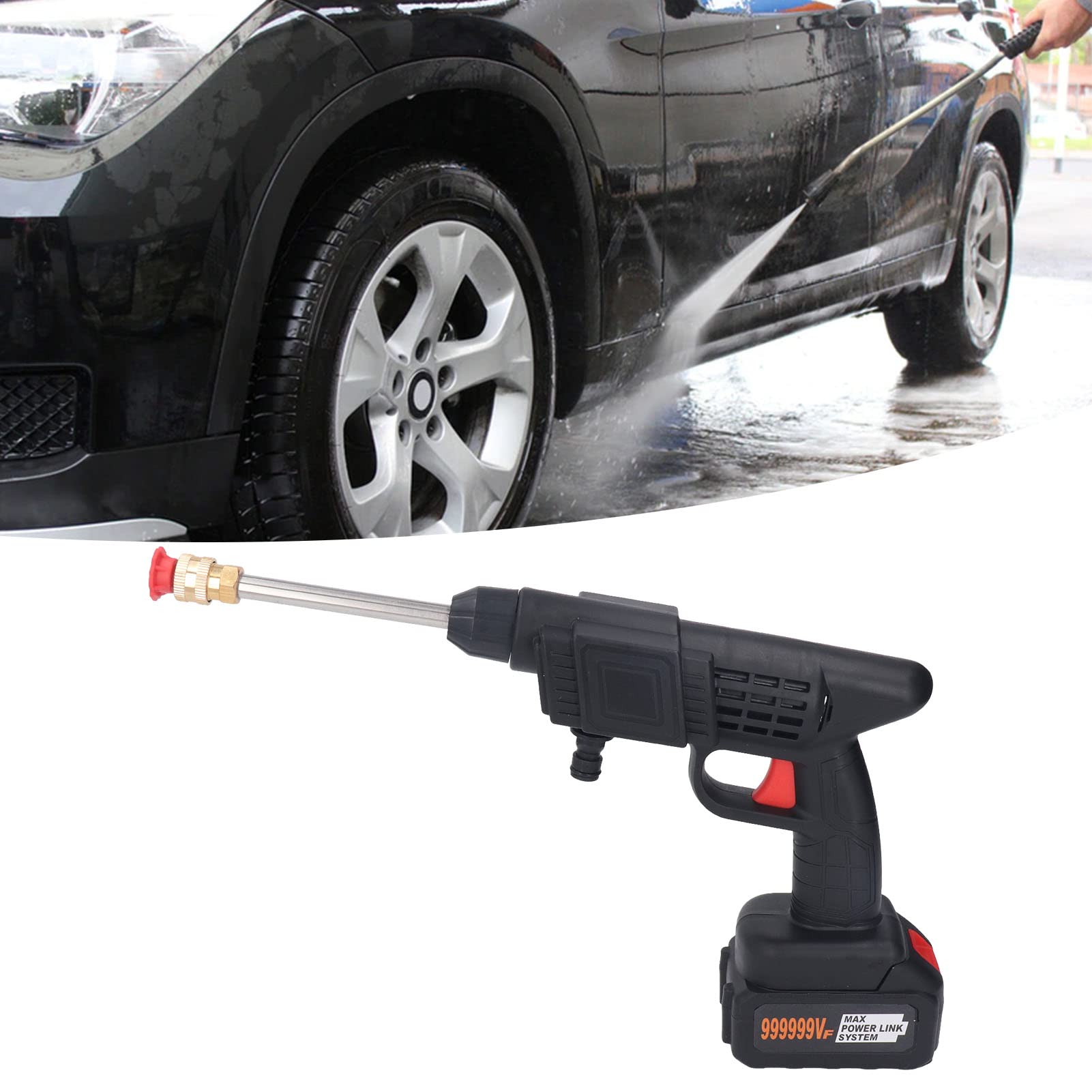 Lavacoches Sin Cable, Lavadora a Presión Eléctrica Hidrolimpiadora Manual de Alta Presión Kit de Hidrolavadora Portátil para Riego de Flores, Limpieza de Suelos y Lavado de Coches
