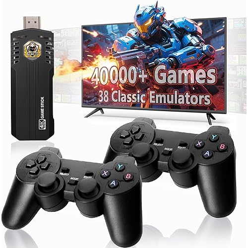 Retro Gaming Console Pro with 40,000+ Built-in Classic Video Games, Retro Game Stick with 38 Emulators, Video Gaming Stick HDMI Output, Plug & Play TV