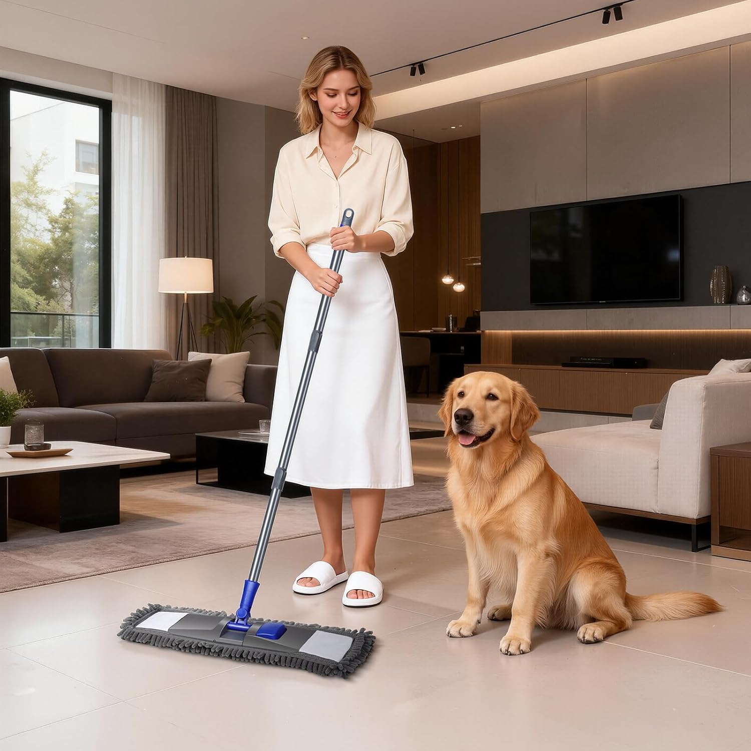 Two Sided Dust Mop Floor Cleaning System, MASTER 360 Microfiber Mop