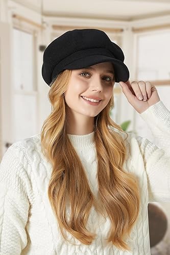 Miniatura 3 de Sumolux Boina de las mujeres Newsboy Sombrero de lana francesa Gorra clásica Otoño Primavera Invierno