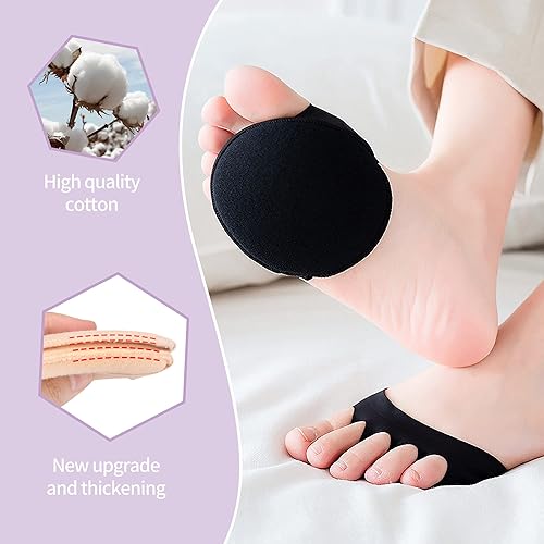 Miniatura 10 de 3 pares de almohadillas para pies para hombres y mujeres, de tela de panal de abeja, almohadillas metatarsianas reutilizables, almohadillas