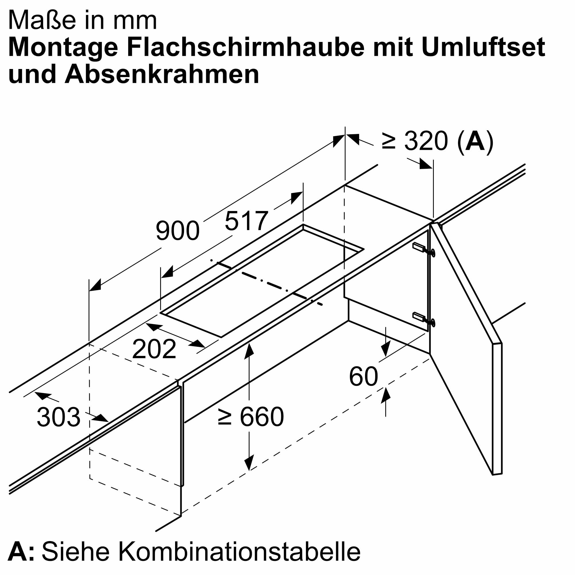 NEFF Z54TL90X1, Zubehör für Dunstabzüge, Absenkrahmen, 83 cm, kombinierbar mit Flachschirmhauben, Made in Germany