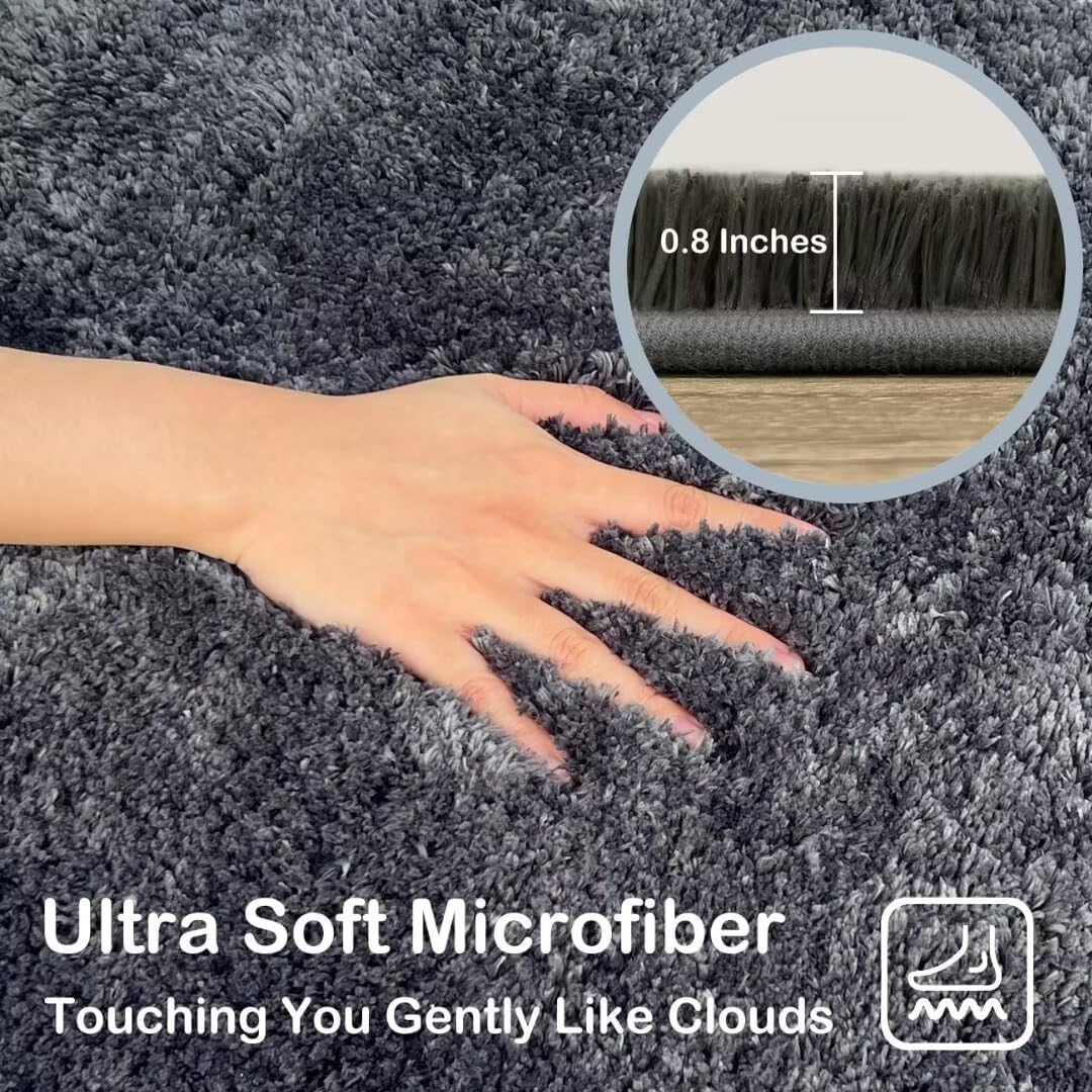 Set di 2 tappetini da bagno antiscivolo in microfibra, ultra morbidi, assorbenti, per bagno e doccia, lavabili (grigio scuro, 40 x 60 cm e 50 x 80 cm)