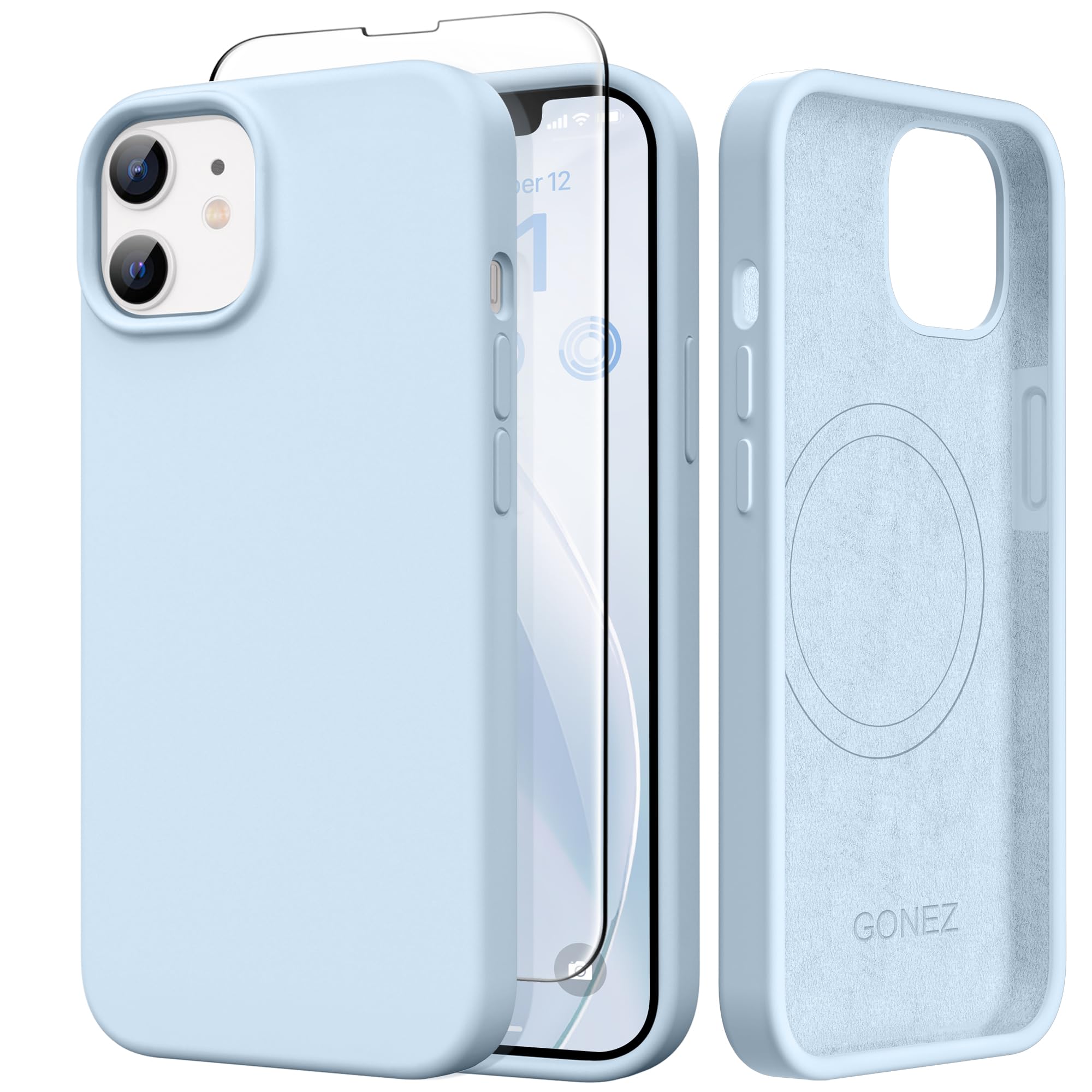 GONEZ Magnetic for iPhone 12/12 Pro Case, Silicone Cover Blue