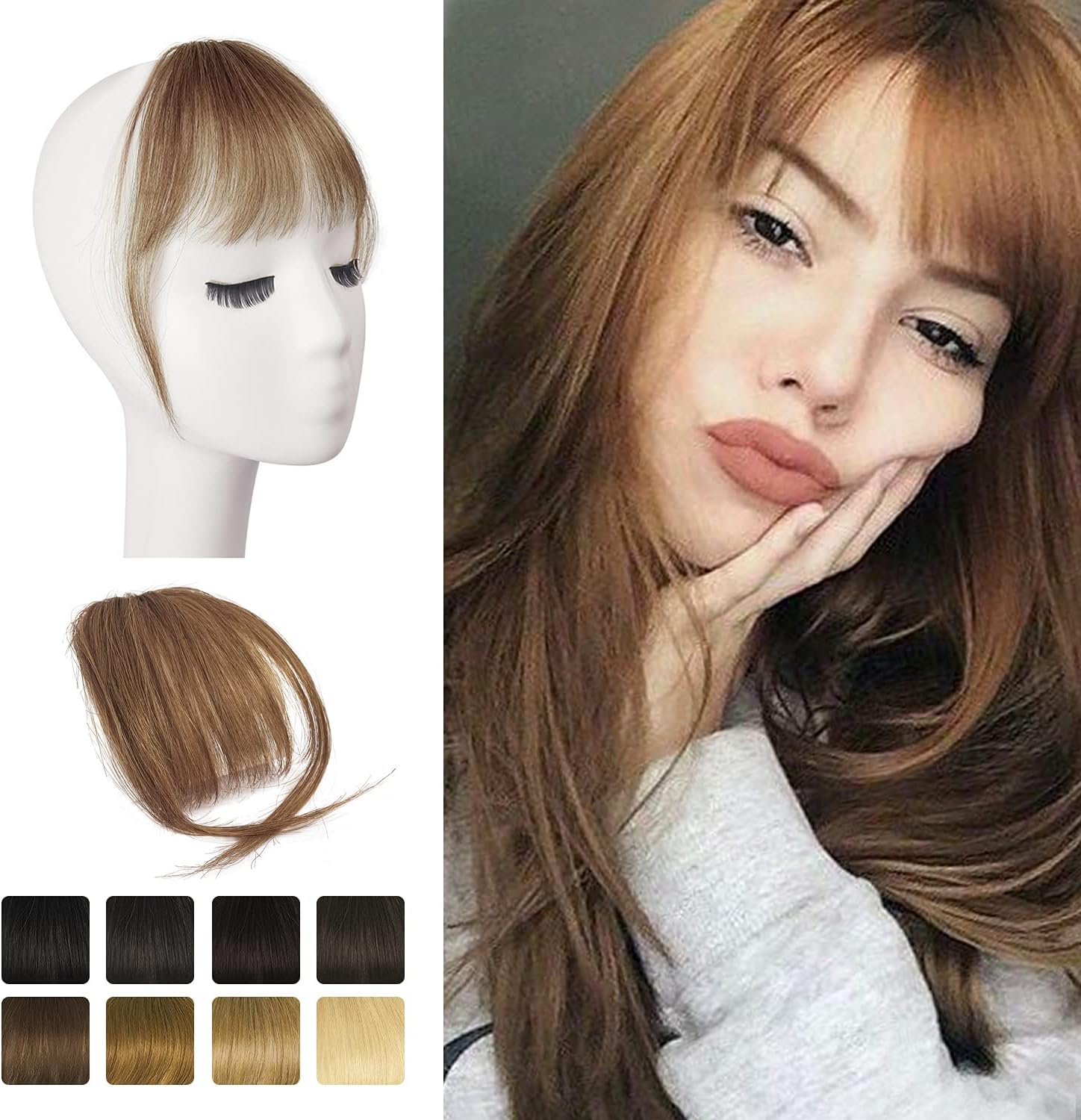 Clip in Bangs, BARSDAR 100 Human Hair Bangs Extensions French Bangs
