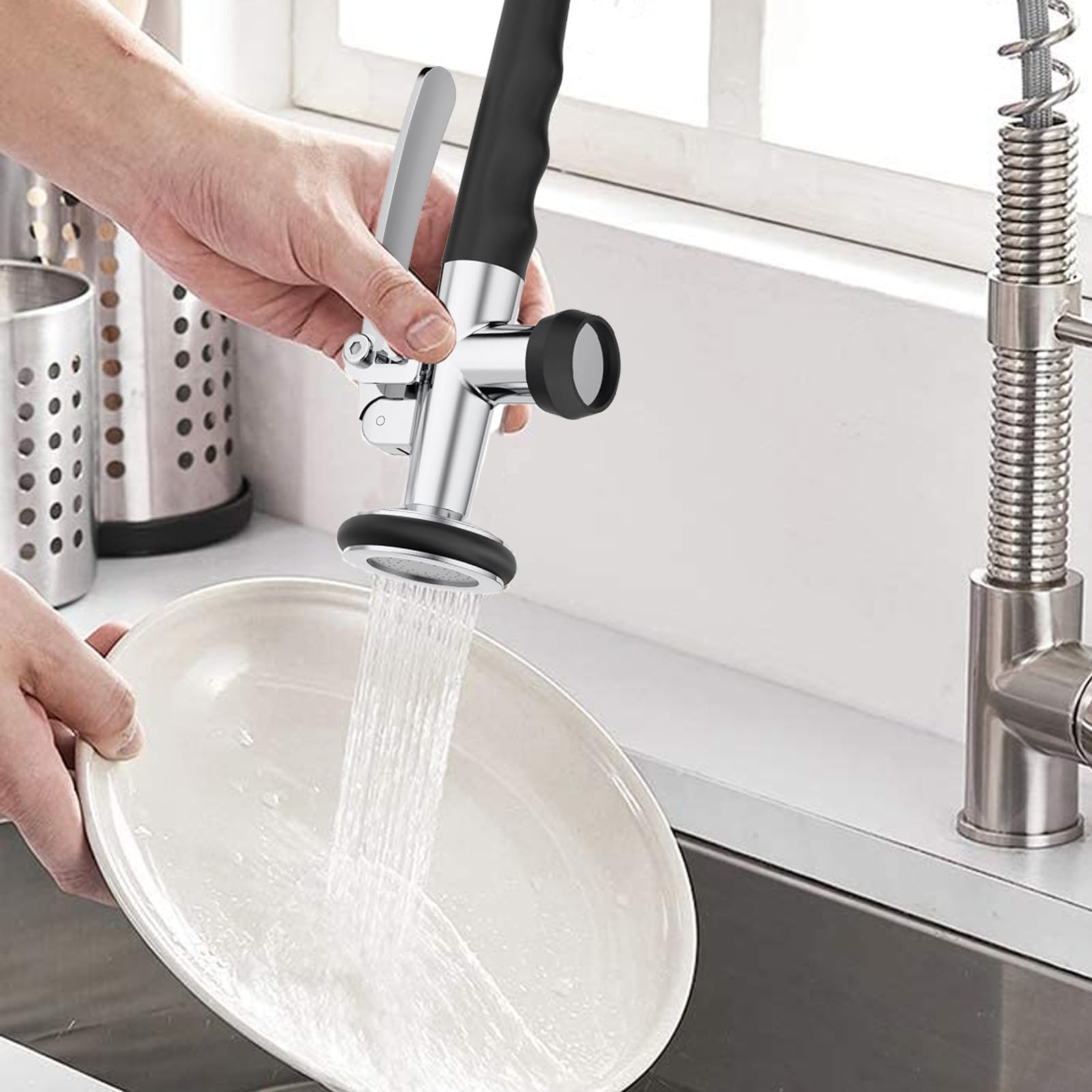 Profi Gastro - Doccetta di ricambio in acciaio INOX da 1/2", con staffa di bloccaggio, per doccetta a pendolo Gastro, colore: Argento