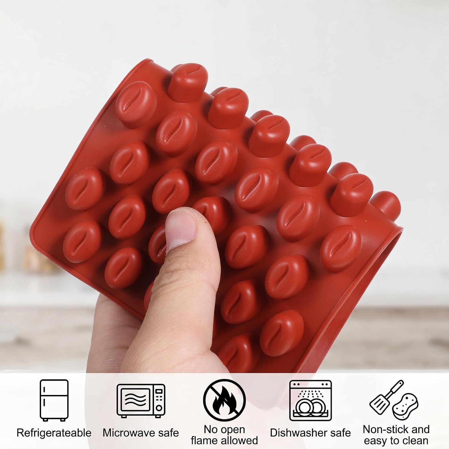 2 PCS Food Grade Coffee Bean Silicone Mold, Mini Coffee Beans Candy Molds 55 Cavities Silicone Chocolate Mold with Bean Shape Cute Beans Shaped Chocolate Candy Cake Molds for Gummy