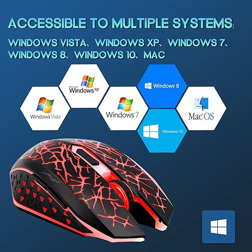 Miniatura 5 de VEGCOO C12 Ratones de mouse inalámbricos recargables para juegos, mouse inalámbrico con clic silencioso, 7 botones inteligentes, ratones de mouse