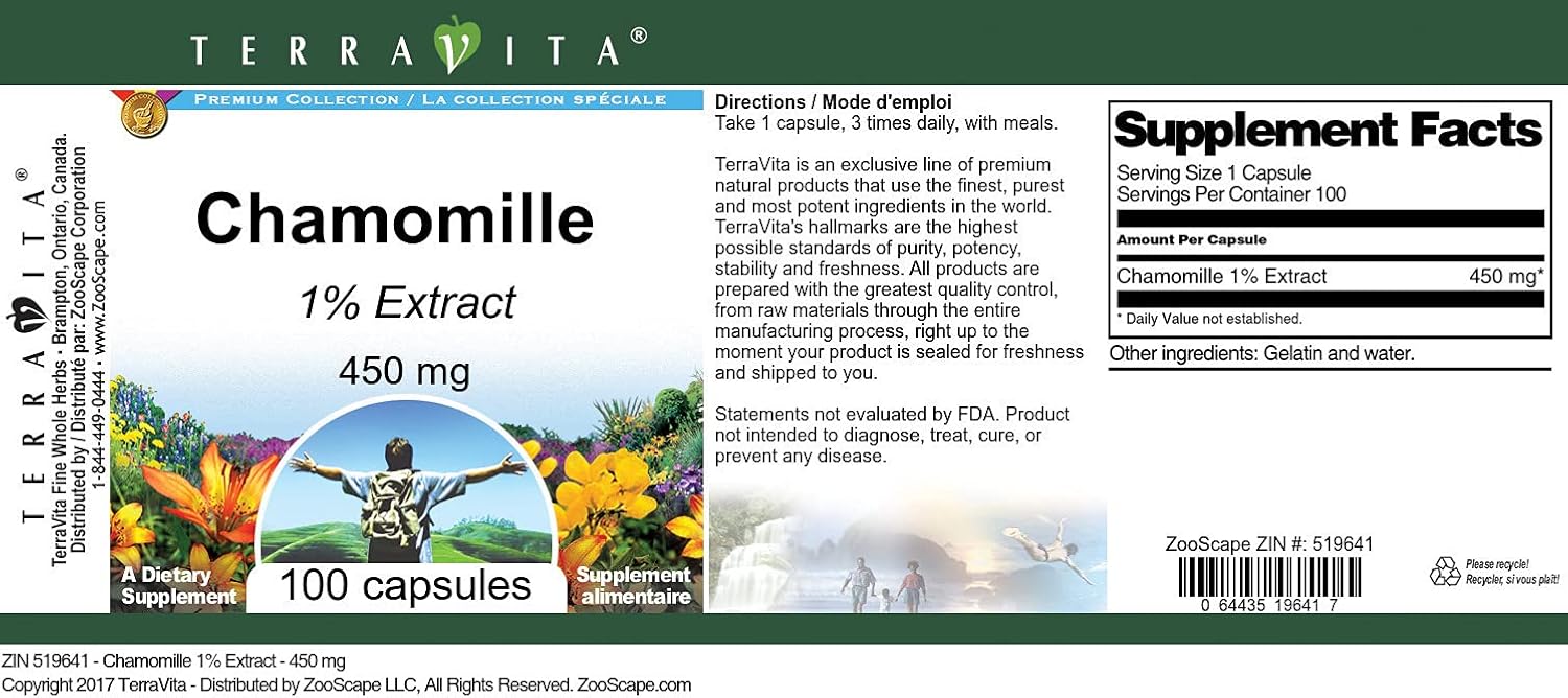 Chamomille 1% - 450 mg (100 Capsules, ZIN: 519641)