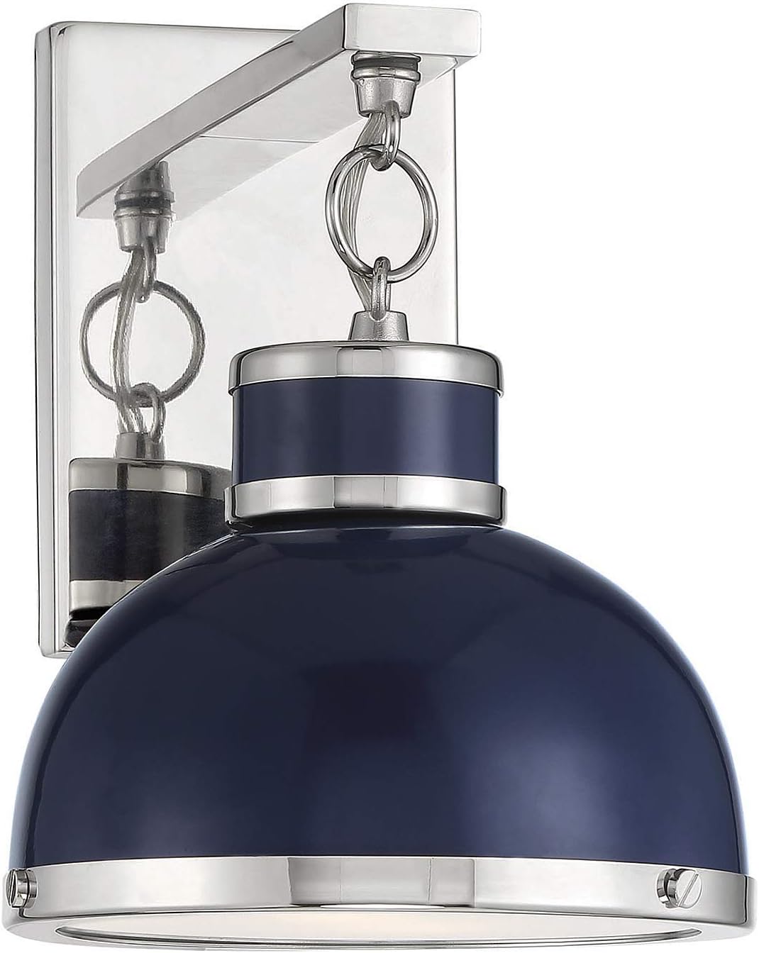Savoy House 9-8884-1-174 Corning Modern Farmhouse Metal Wall Sconce, 1-Light 60 Watt, 11" H x 8" W, Navy with Polished Nickel Accents