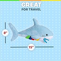 Vista 5 de Buckle Toys - Bruce Shark Stuffed Animal - Montessori Learning Activity Travel Toy for Toddlers - Develop Motor Skills and Problem Solving