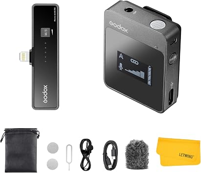 GODOX MoveLink LT1 Wireless Lavalier Microphone for iPhone, iPad, Suitable for Video Interview Podcast Vlog YouTube