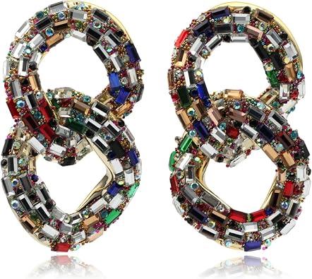 Bling Bling Crystal Rhinestone Stud Earrings for Women Trendy Colorful Chunky Statement Bead Dangle Drop Earrings Jewelry