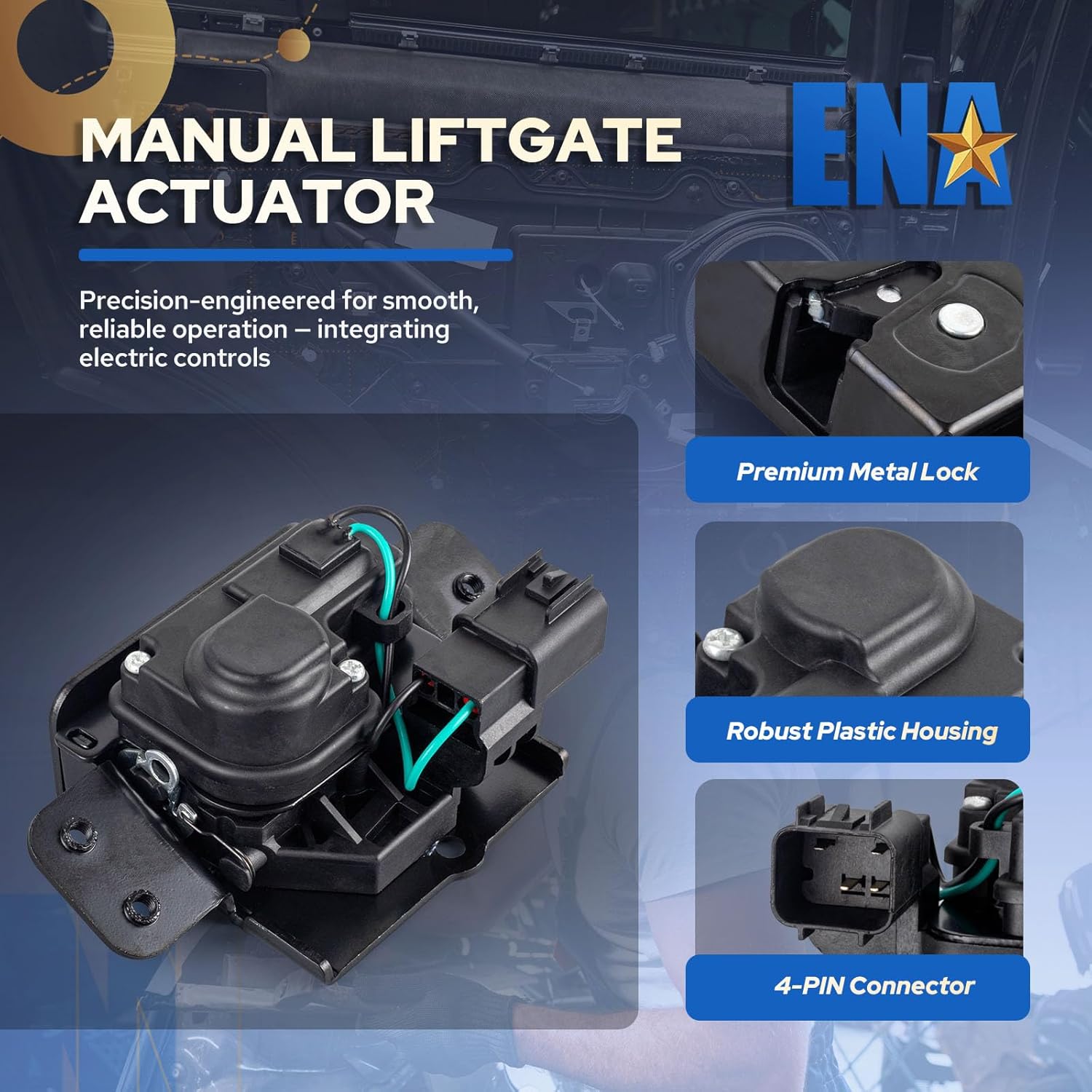 ENA Manual Rear Trunk Latch Lock Actuator Compatible with Chevy Suburban Tahoe GMC Acadia Terrain Yukon Cadillac Escalade 2006-2017 Replacement for 931299 13502697 – for Models w/o Power Liftgate