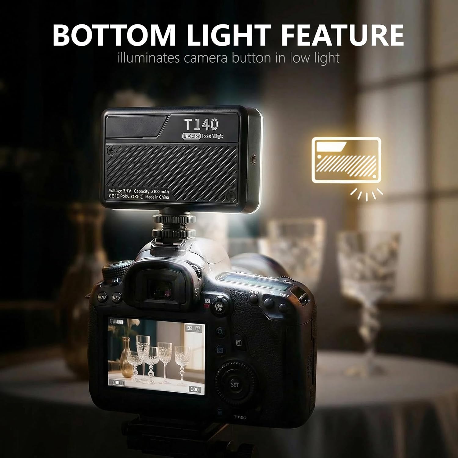 LOUERN Portable Bi-Color LED Video Light, Rechargeable 3100mAh On-Camera Light,Ultra Bright Camera Light with 2500K-5600K CCT, CRI95+,8 Effects, fr Vlogging, Photography, TikTok,Streaming,Recording