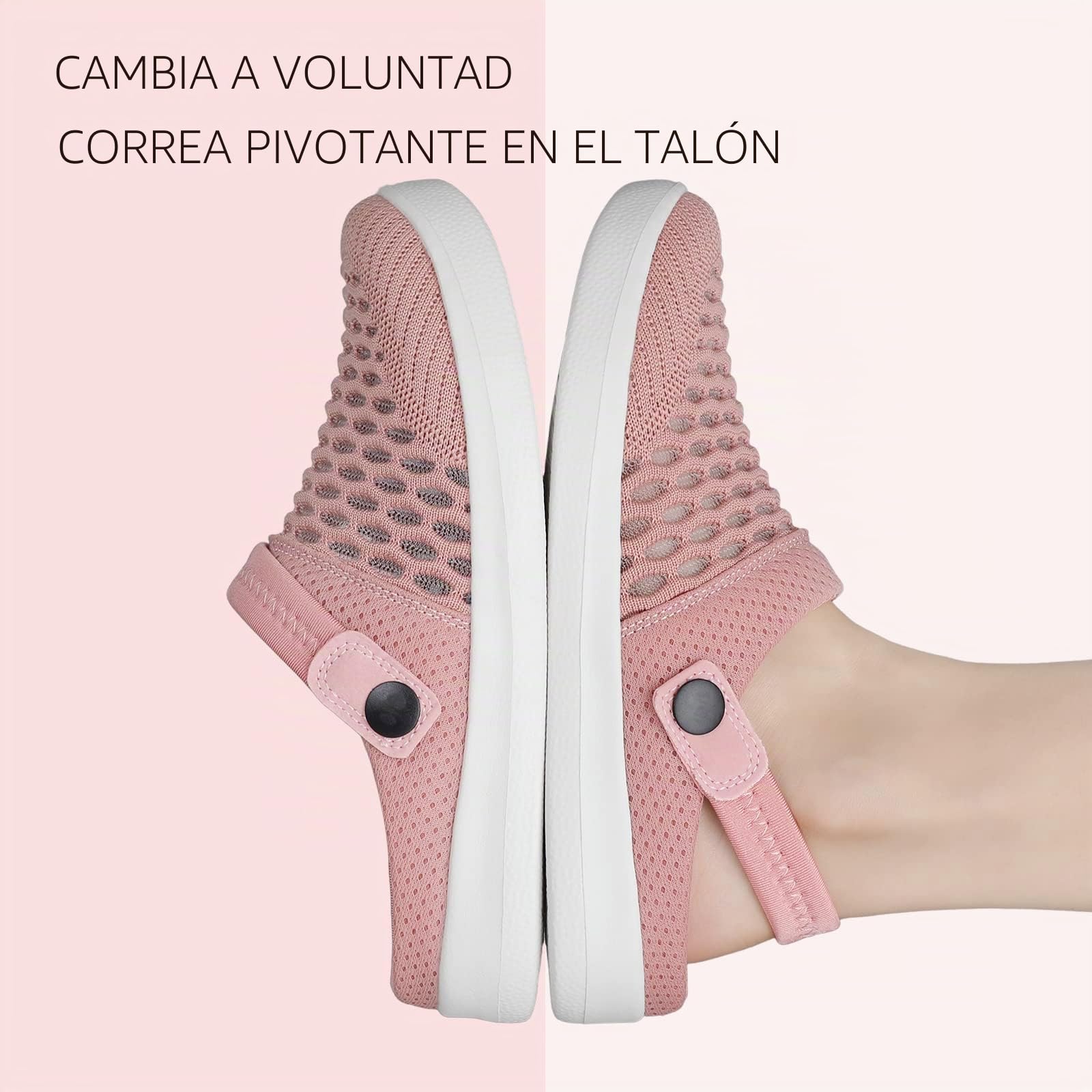 HKR Zuecos Mujer Verano Zapatos de Jardín Respirable Malla Casual Zapatillas de Playa Antideslizante Ligero Planos Pantuflas para Uso Diario, Ocio, Exterior y Interior