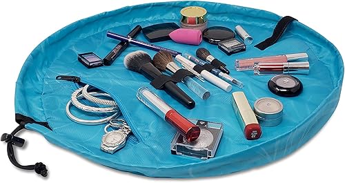 Miniatura 4 de Lay-n-Go Cosmo - Organizador de maquillaje con cordón para viajes y uso diario con un diseño patentado y duradero, 20 pulgadas, azul océano