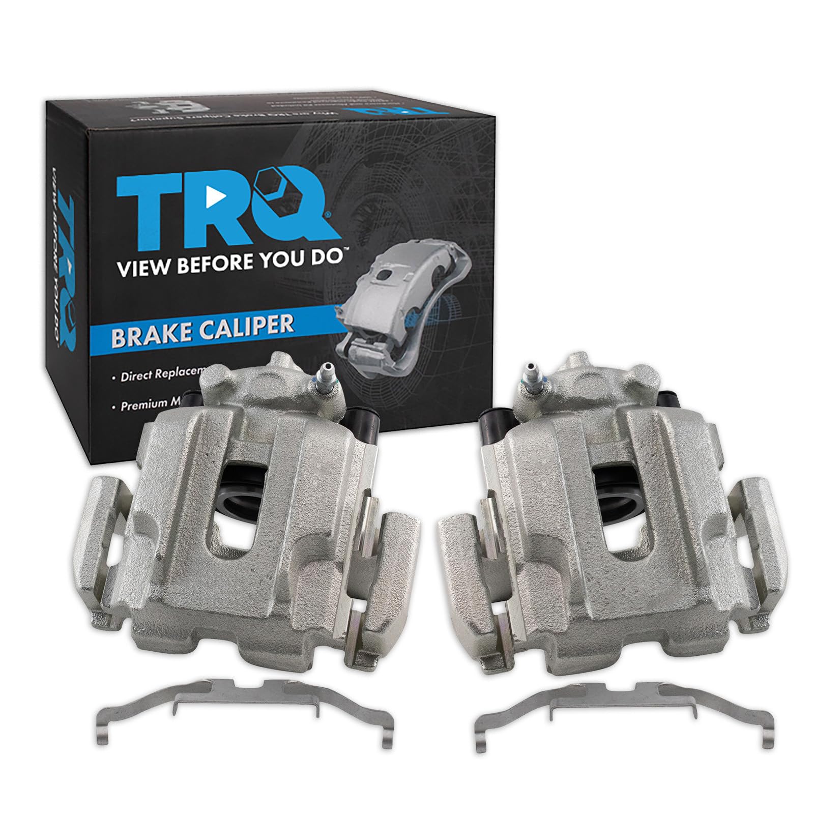 TRQ Rear Brake Caliper Set Zinc Coated Brackets