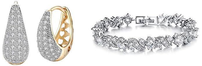 Yellow Chimes Crystals from Swarovski Gold Plated Hoop Earrings for Women (YCSWER-140HOOP-GL)