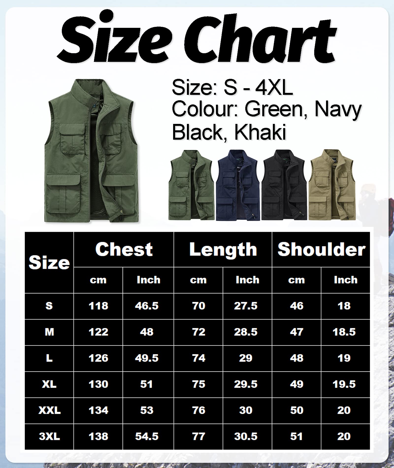 Gilet de Pêche pour Homme Respirant Veste Sans Manches de Chasse Gilet de Journaliste à Séchage Rapide Léger Gilet d'été Randonnée