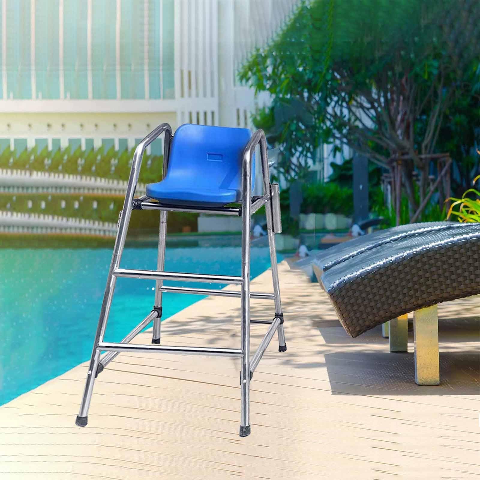 Espositore per Campioni Sedie da Bagnino Staccabili a Bordo Piscina, Alta osservazione salvavita per Piscina Interna/Esterna, Sgabello con Scala antiruggine per la Vista sulla Spia