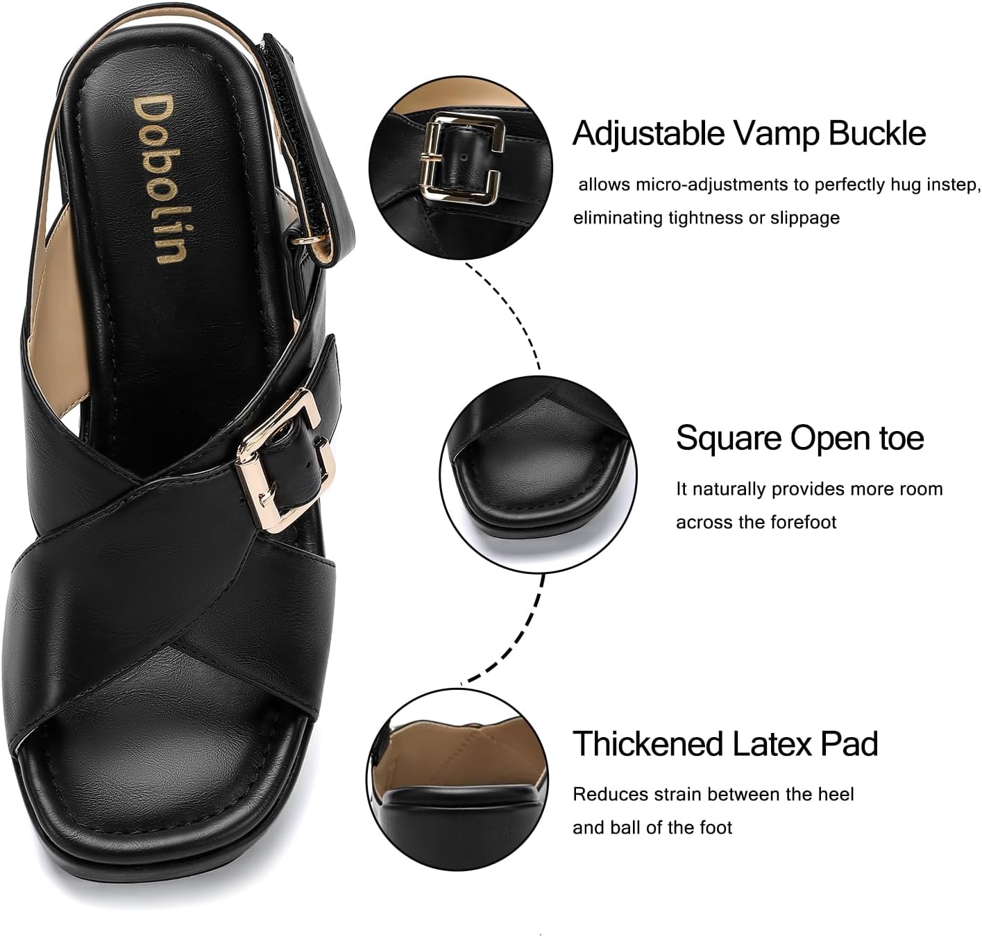Women's Platform Heels Chunky Block Heeled Sandals 4 Inch Open Toe Crossover Strap Slingback Wedding Party Dress Shoes