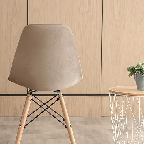 Vista 5 de Paquete de 4 fundas de terciopelo para sillas de comedor modernas de mediados de siglo, fundas para sillas de comedor sin brazos, fundas para sillas