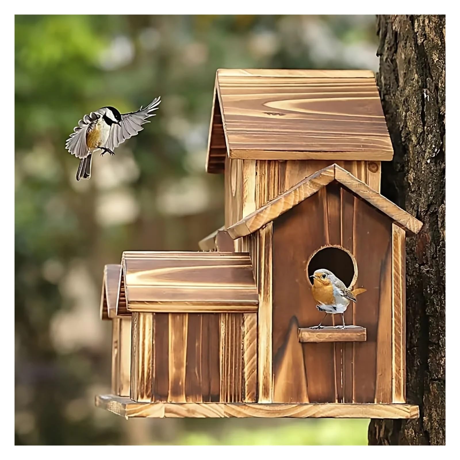 Nido de Madera para pájaros Casita de Madera for pájaros, Nido for jardín al Aire Libre, comedero Colgante Decorativo for, decoración Rural for el hogar