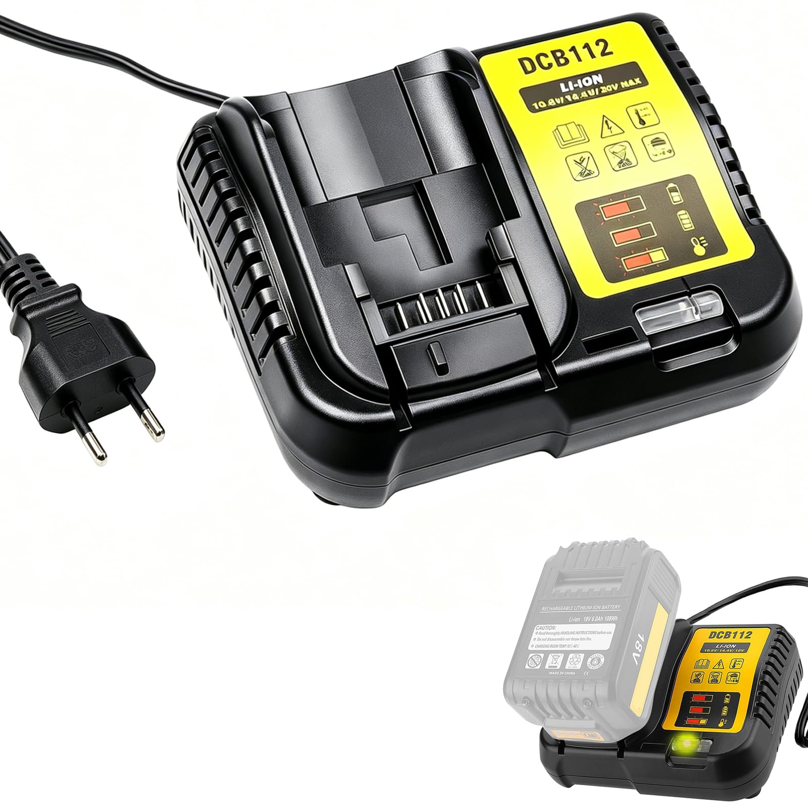 Compatible with De Walt 12V-20V Lithium Battery Charger, Fast Charger Replacement for Dewlt MAX Lithium-Ion Batteries DCB206 DCB204 DCB230 DCB240 DCB120 DCB126 DCB612 DCB609 DCB606 DCB112-picture-40