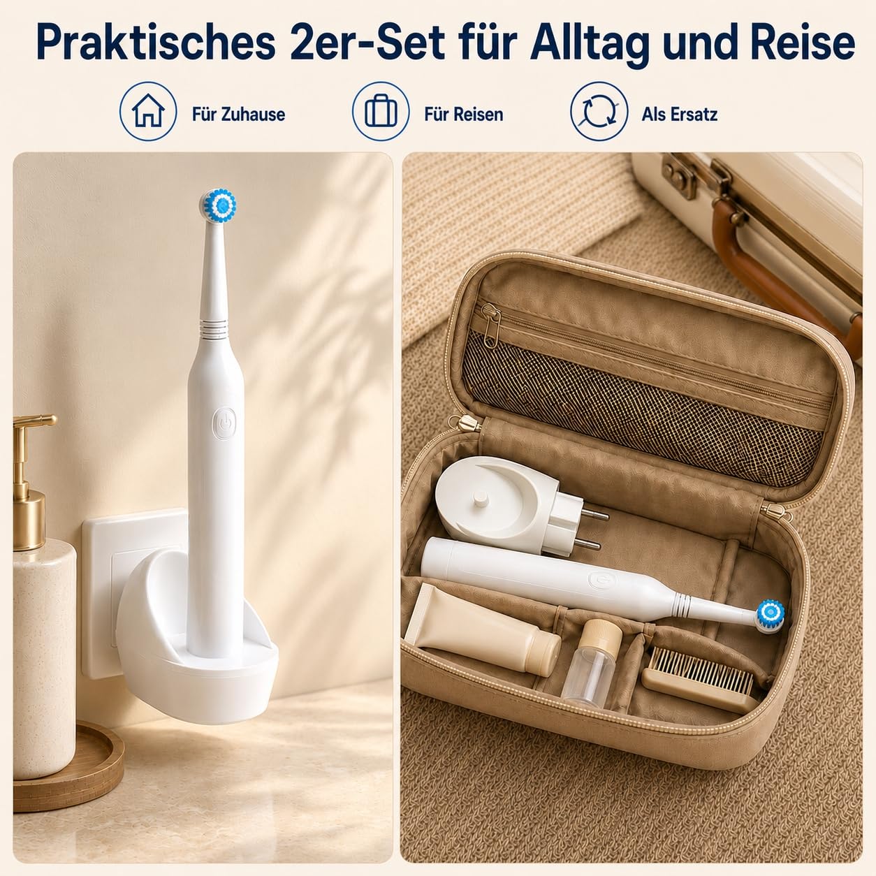 Lot de 2 chargeurs de brosse à dents pour Oral B sans fil compatibles avec Oral-B Pro iO6 iO5 iO4 iO3 Vitality Genius X 3500 3000 Chargeur mural