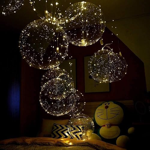 Globos LED para fiesta, paquete de 18 unidades, batería de globo iluminada, incluye 9.8 ft, tamaño inflado, globo transparente de 22 pulgadas, para
